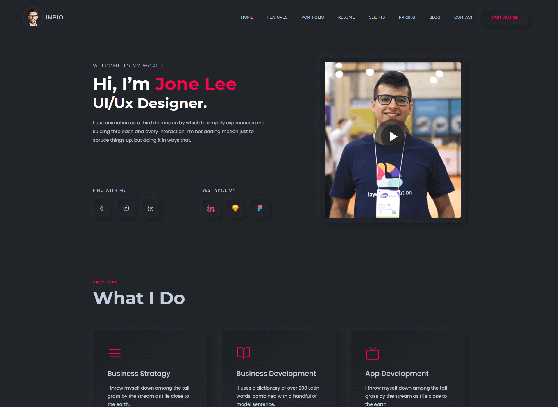 Designer dark template preview