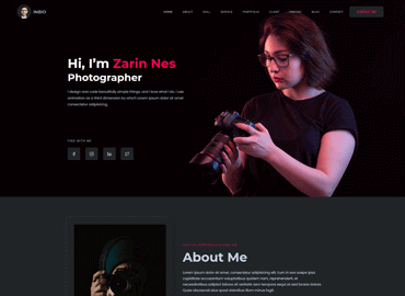 Photographer dark template preview