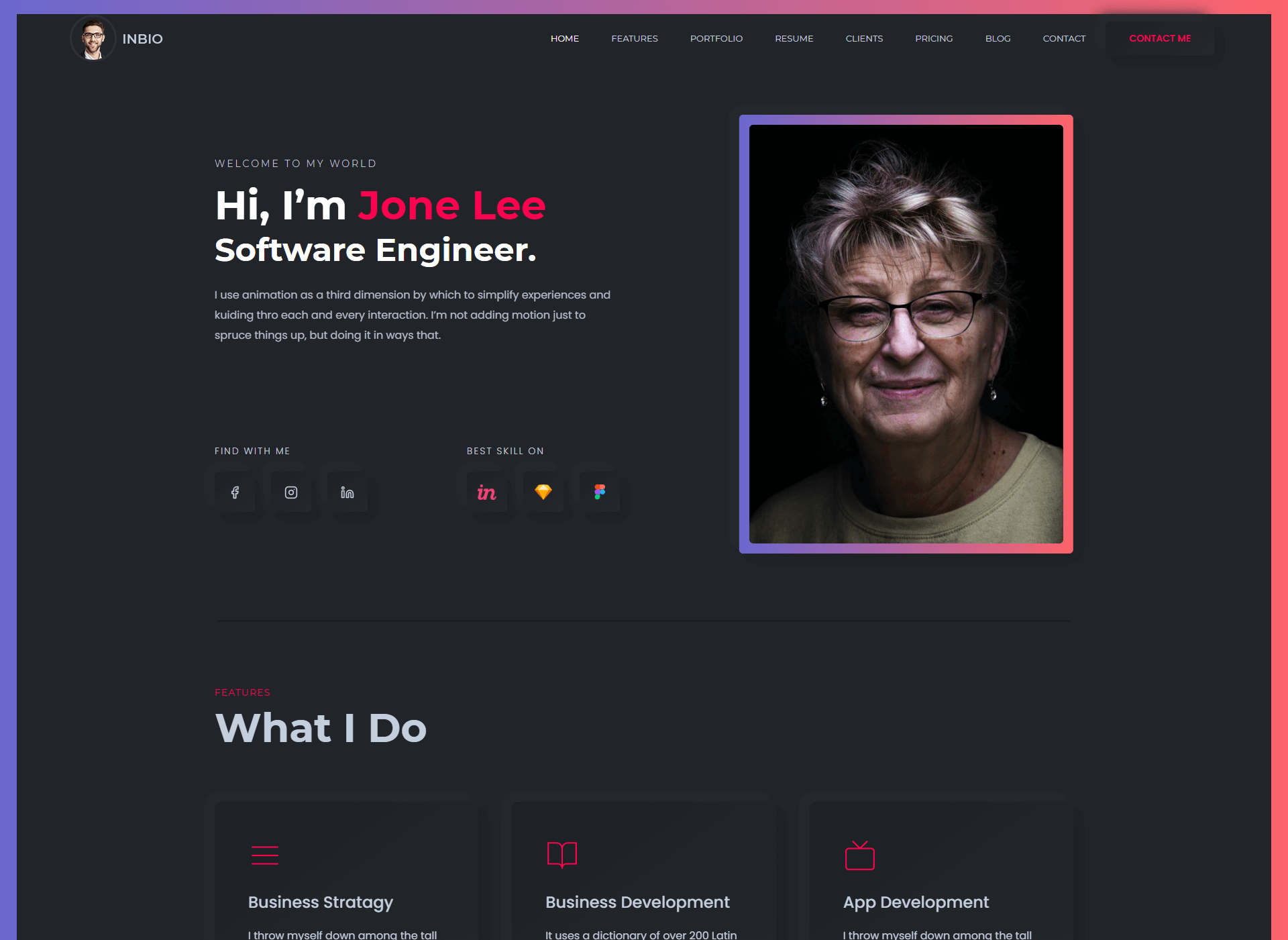 Instructor dark template preview