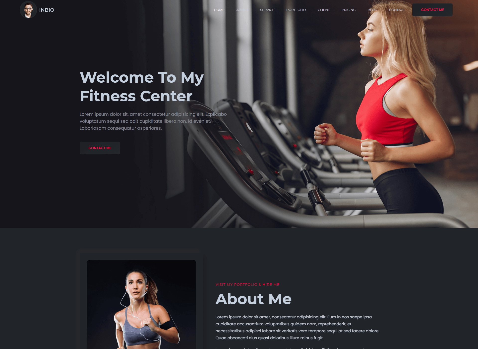 Fitness Instructor dark template preview